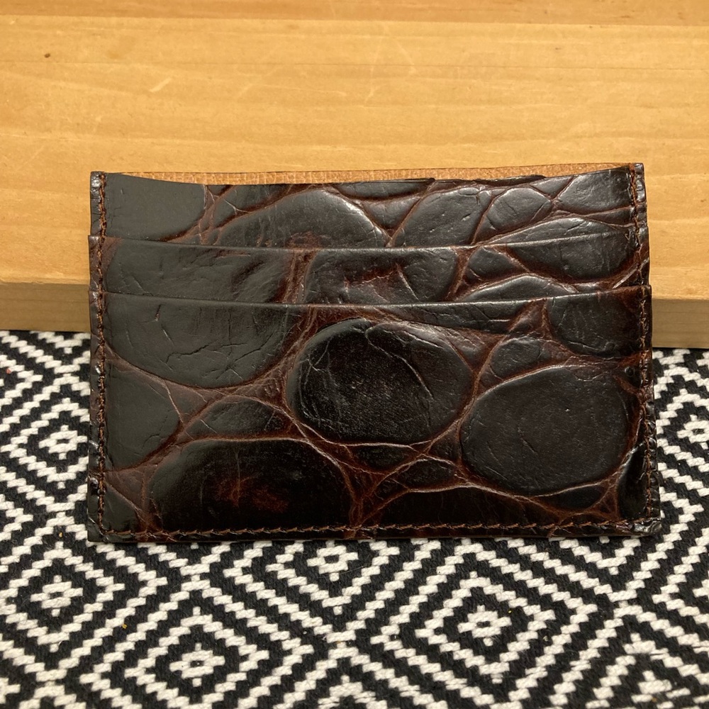 Martin Dingman - Hand-Stained Alligator-Grain Executive I.D. Card Case - Brown